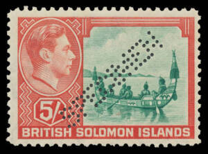 Solomon Islands - 1939 KGVI Pictorials &frac12;d to 5/- SG 60-71 punctured 'SPECIMEN', lightly mounted, Cat &pound;500. (12)