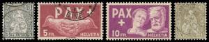 Switzerland - Two volume collection with a page of Imperf Seated Helvetias, 1862-64 3c black, 60c vermilion & 1fr gold x2, 1900 UPU x3 sets, 1923-40 Airs, 1932-33 Conferences, 1941-48 Airs, 1945-95 issues apparently complete including Pax set (no 2fr) & a
