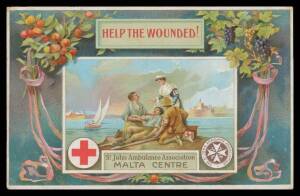 General & Miscellaneous - Bundles from Aden x50+ & a few other Arabia, Gibraltar x26, and Malta x48 including gorgeous WWI "Help the Wounded" chromolitho, condition variable but generally fine to very fine used or unused. A good lot. (125 approx)