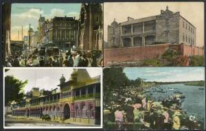General & Miscellaneous - Three albums with lots of London including many animated scenes, Australia with useful selections from Victoria, Tasmania, South Australia & NSW, etc, condition variable but many are fine to very fine. (200 approx)