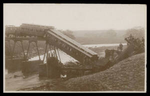 General & Miscellaneous - Shoebox with pickings including Australia real photo of unidentified railway bridge disaster, 1950s (?) University of Western Australia set of 6 x2, a few West Coast of Tasmania, 1908 Visit of the US Fleet "USS Connecticut" "USS 