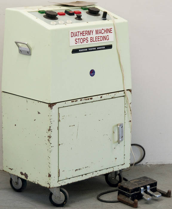 Watson Victor Ltd diathermy machine on a wheeled trolley.