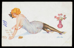 General & Miscellaneous - Artist Cards by Xavier Sager x10 in various styles including a few racy/suggestive types; Torres Strait "Climbing for Cocoanuts" [sic], "Albany Pass...from Jardines" & real photo of "Native Village York [sic] Island"; c.1910 Sea