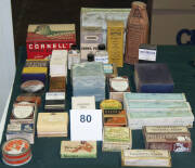 BALMS & POWDERS IN BOXES: a selection of medicinal offerings from the last 100 years, all in their original boxes.