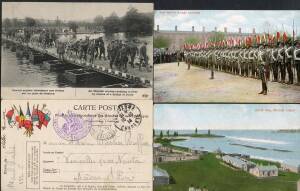 General & Miscellaneous - Bundle of mostly French World War I cards including several "Trophies of War", some with Forces postmarks, also "New South Wales Lancers' & "Emily Bay, Norfolk Island" (bumped corners), etc, generally fine to very fine unused or 