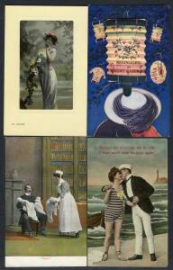 General & Miscellaneous - Shoebox with lots of Humour including some British double entendre types, also Glamour, Romance, Greetings, etc, condition variable. NO RESERVE! (400 approx)