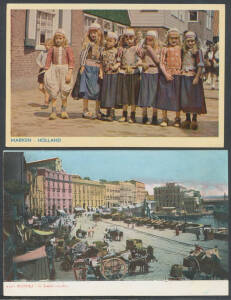 General & Miscellaneous - Box with bundles of cards from Germany & Austria x60 approximately, Gibraltar x28, India x33, Italy x76, Holland x49 with lots of Costumes, and a mostly modern array from Hawaii x150, condition a bit mixed but generally fine to v
