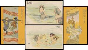Picture Postcards - ARTIST CARDS: "Santoy" Numbers I III V & VI with Undivided Backs; and "Enfants de la Mer" set (?) of 10 with Undivided Backs, a few with minor spotting; unused. Two beautiful series. Ex Keith Harrison. (10) [The description & illustr