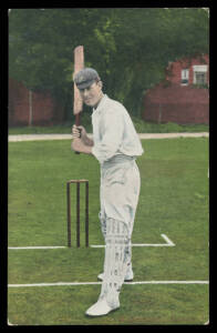 Picture Postcards - CRICKET: Australian Batsmen 'DRA Gehrs' on Wilson Autograph Series sepia PPC postally used 1904 and 'V Trumper' & 'MA Noble' on Valentine's Photo E Hawkins & Co, Brighton colour PPCs postally used 1905 all with Adelaide d/s, a few min