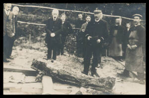 Picture Postcards - DEATH: World War I Execution of Nurse Edith Cavell one-frame exhibit with artist cards of the execution, Belgian Soldiers Fund card, gruesome exhumations of Cavell and the German soldier who was shot for refusing to execute her, memori
