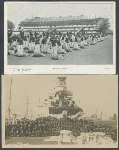 Picture Postcards - MILITARY - NAVAL: Great Britain mostly real photo types of Naval Operations including "HMS Medina with TM the King and Queen Outward Bound for India/...", "Our Navy - Physical Drill", "Return of Men/from a Naval Review/Gibraltar 29.3.2