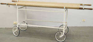 Circa 1940s patient transporting trolley with removeable stretcher.