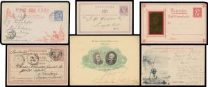 Picture Postcards - POSTCARDS: Annotated single-volume collection "The First 40 Years" with a range of early Postal Cards including Hungarian 2kr used 29.11.1869 & GB first &frac12;d used on First Day of Issue with London cds of OC1/70, many other mostly Europea