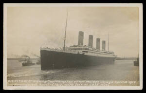 Picture Postcards - SHIPPING: GB real photo "SSTitanic leaving Southampton on her Maiden Voyage April 10th 1912/Foundered April 15th 1912 with loss of 1635 lives", unused.
