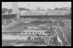 Picture Postcards - SPORT: 1908 London Olympics Stadium x2, Marathon x2, Swimming & French/Italian teams sightseeing in tights; and 1912 Stockholm Olympics Opening Ceremony, Athletics finish of 200m, hilarious dancing by the Finnish gymnastics team, nine 