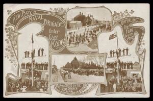 Australian Commonwealth - ADVERTISING: Pre-WWI selection including for "Earl's-Court/Woy Way" (multi-view), "Corrick Family Entertainers", ANA "Kew Bot's [sic] Naval Brigade" (1907, multi-view), The King's Theatre "Sailor Jack", Barraclough's Ostrich Farm