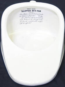 "The New Slipper Bed Pan" (ceramic).