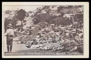 Australian Commonwealth - MILITARY: WORLD WAR I: Dardenelles Campaign/Gallipoli group with "Scenes of Anzac" x3, real photo "Bomb Proof Shelter at Anzac, Gallipoli", handdrawn "...from/Gallipoli/Christmas/1915" & two modern reproductions; also Le Deley "A