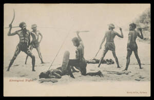 Aborigine Postcards - NEW SOUTH WALES: Group including Swain "Australian Aborigines' Camp", Corroborees x4, portraits by various publishers including Kerry x7, Australian Museum x3, "Aboriginal Markings on Rocks Wolgan Gap", etc, condition variable includ