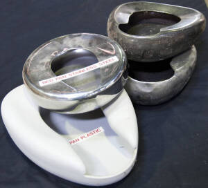 Bed pans (3 metal, 1 plastic).