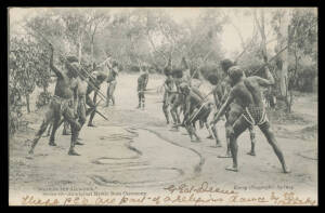 Aborigine Postcards - NEW SOUTH WALES: Kerry & Co "Mystic Bora Ceremony" all-different group, used or unused. [These are probably of photographs Kerry was commissioned to provide for the 1886 Colonial & Indian Exhibition in London] (12)