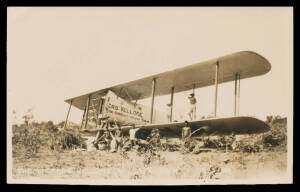 Northern Territory - 1929 real photo cards of the "Cape Don Disaster" 1) the Vickers "Velore" from behind; 2) aborigines & the plane missing its propellor & housing; and 3) the plane's engine on a railway bogey, presumably in Darwin, Jack Buscall handstam