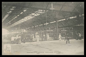 South Australia - South Australian Railways selection of better views comprising "Adelaide Railway Station", "Railway Station Mount Lofty", "Assembly Platform, Adelaide Station" (two different), "Train in Mt Lofty Ranges", "In the Mt Lofty Ranges", and "S