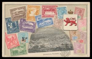 Tasmania - 1905-11 VSM embossed stamp cards all but one with various Tasmanian views inset including "Elizabeth Street Hobart" (2 different), "Brisbane Street Launceston", "Government House from Domain", "Queenstown" & "West Devonport" etc, unused x4 or u