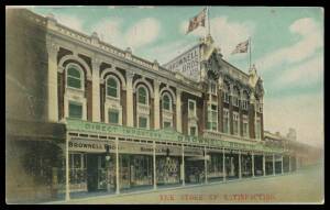 Tasmania - ADVERTISING: Niven (FWN & Co, Melbourne) for Hobart Advertisers: Brownell Bros "The Store of Satisfaction", minor blemishes, used in 1909. This and the next 12 lots represent the finest selection of Tasmanian Niven cards we have offered. Many o