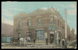 Tasmania - ADVERTISING: Fitch's Universal Emporium (building with horse & cart), minor blemishes, used 1908.