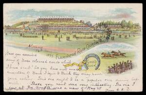 Victoria - 1899 McCarron Bird chromolithos comprising "Souvenir of Melbourne", "A Greeting from Melbourne", "Glimpses of Melbourne", "The Queen City of the South", "Melbourne Cricket Ground" & "Flemington Race Course" to Perth x5 (two with large-part 'TRA