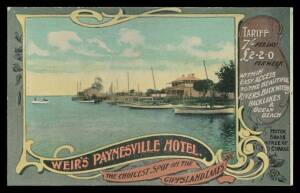 Victoria - 1909 Niven advertising card for Weir's Paynesville Hotel "The Choicest Spot on the/Gippsland Lakes", used under cover. A beautiful card.