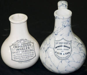 Ceramic inhaler "for hot water infusions" and "Dr Nelson's" ceramic "improved inhaler" by S.Maw & Son, London [damaged].