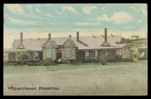 Victoria - HOSPITALS: Niven "Wycheproof Hospital", minor blemishes, 1d tied 'MO&SB/MY5/10/WYCHEPROOF' cds.