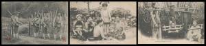 French Community - INDO-CHINA: Old album inscribed "ANNAM/TONKIN" with original collection of indigenous studies & costumes, a couple of semi-nudes, transport, criminals, militia etc, generally very fine unused. An exceptional lot. (96)