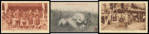French Community - INDO-CHINA: Attractive group with indigenous subjects, village scenes, musicians, actors, street vendors, skinning an elephant (!), etc, also a few Dutch Indies cards, generally fine to very fine & mostly unused. (63)