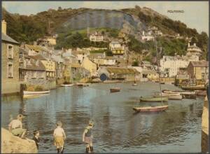 Great Britain - 1960s (?) oversize (222x148mm) Vistasound Singing Pictures with views of Cardiff, Clifton, Brixham or Polperro x2 all being 45rpm records! of "Purple People Eater", "Witch Doctor" x2, "Glorious Devon" or "Stairway of Love". (6)