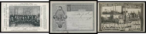 Great Britain - Scarce group with 1888 beautiful advice card for Waterlow & Sons, &Acirc;&frac12;d orange with 'W&S' perfin; 1890 Penny Postage Jubilee card registered in 1899 & VF; c.1898 court-size In Memoriam card for General Gordon, unused; 1910 Scandal of the Ang