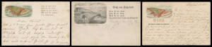 Heligoland - 1887 three private postcards each with an illustration of the Island & different versions of "Gr&Atilde;&fnof;&AElig;&rsquo;&Atilde;&dagger;&acirc;&euro;&trade;&Acirc;&frac14;n ist das Land/Roth ist die Kant/...", with British 'HELIGOLAND' cds of AP11/1887, JY--/1887 (stamp removed) or AU2/1887