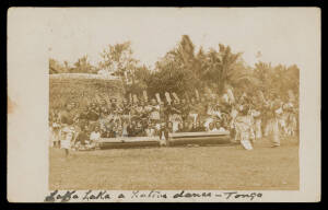 Tonga - 1909 "real photo "Laka Laka a native dance - Tonga" (at least 51 Tongans in the shot) with 'Dufty/ Photographer/TONGA SS' cachet on reverse, from 'VAVAU' to Auckland.