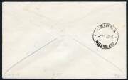 Australian Aerophilately - 31 Mar.1930 (AAMC.155) Brisbane - Townsville - (Cairns) flown cover carried by Queensland Air Navigation Co on their new service; with black on red airmail vignette and franking includes KGV 1d Green with "Ferns" variety. Cat.$1 - 2
