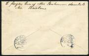 Kangaroos - 3rd Wmk - Aug.1918 usage of 2&frac12;d Indigo (cnr fault) on cover from Brisbane to Sweden; with STOCKHOLM arrival b/s. Endorsed "Enclosed letter for enemy country". - 2