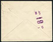 KGV - 1918-23 Single Wmk - May 1923 usage of KGV 4d Milky Blue on cover from Toorak to USA. Very lovely single franking. - 2