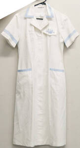 State enrolled nurses dress, white with blue for Prince Henry Hospital.