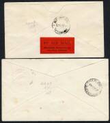 Australian Aerophilately - 17 & 22 April 1929 (AAMC.132 & 133) Brisbane - Charleville & return flown covers, carried on the inaugural QANTAS services. Both covers with backstamps and labels. Cat.$125. - 2