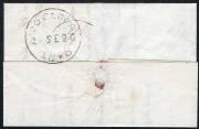 Postal History (Tasmania) - 1848 E.L. rated '2' for local delivery in Launceston with 2 fine strikes (front and back) of the scarce '1.0.CLOCK/20 SE/1848' c.d.s.&nbsp; - 3