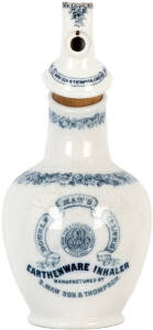 Vintage "Earthenware" inhaler manufactured by S.Maw Son & Thompson with original mouthpiece & stopper.