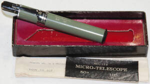 circa 1960 Micro-telescope "No.758" in box with instructions manufactured by Dobros, Japan.