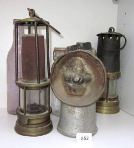 MINERS LAMPS, JAR & BOTTLE: Miner's Lamps (3 different, all with some wear & damage); "Agee Victory" preserving jar; bottle "IXL/H.Jones & Co, Hobart & Sydney".