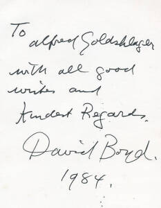 DAVID BOYD (1924-2011): Australian artist & member of the famous Boyd family art dynasty; signature on note dated 1984. VG condition